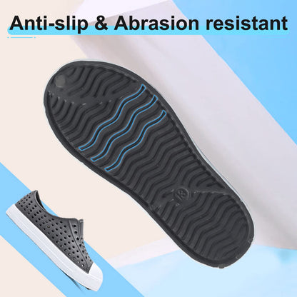 QLZ Toddler Kids Water Shoes for Boys Girls Garden Sandals Rubber Shoes Beach Sneakers, Slip-on Anti-Slip Lightweight Breathable Quick Dry Soft Flexible（Toddler/Little Kid/Big Kid） Dark Grey