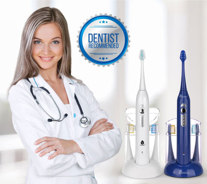 Pursonic S430 SmartSeries Electronic Power Rechargeable Sonic Toothbrush, 12 Brush Heads Included, Red