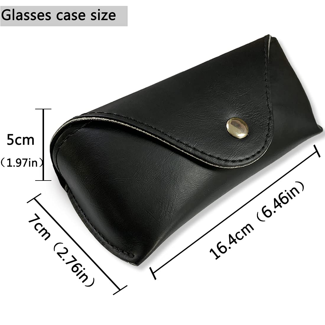 LogHog Portable Leather Glasses Case,Mother's Day Gifts for Him Durable Soft Sunglasses Pouch Slim Case for Women Men Horizontal Eyeglass Case （Button - Black）