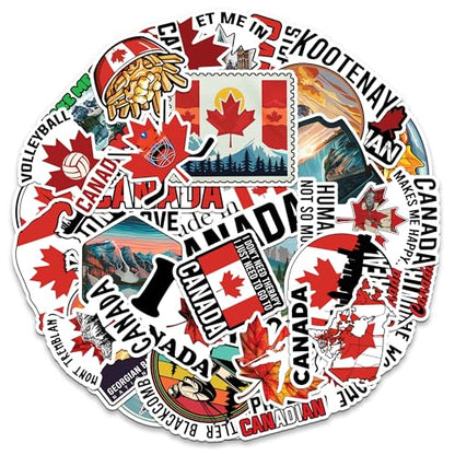 Canada Travel Stickers 50 Pieces Vinyl Waterproof Decal for Laptop Water Bottle Phone Car Window Bike Motorcycle Stakeboard Scrapbook Canadian Vacation Sticker Gifts