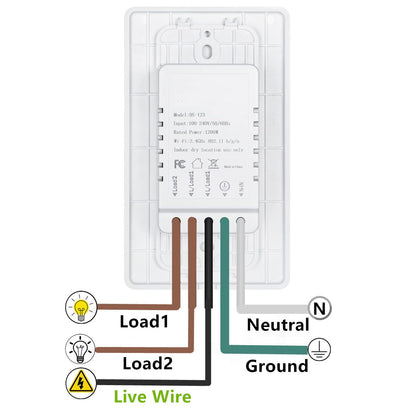 Nexete Smart Wi-Fi Double Light Switch, 2 in1 Single Pole Switch Compatible with Alexa Google Assistant & IFTTT,Remote Control, Timing Function No Hub Required (1-Pack Double)