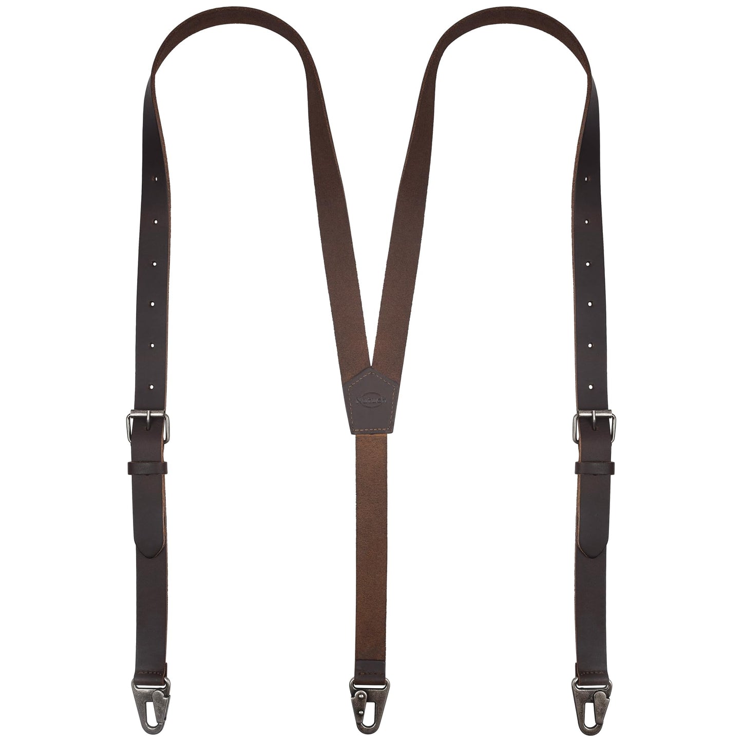 NUTUCH Grain Leather Suspender for Men | Y Design Suspenders | Leather Braces Western | Heavy Duty adjustable Dress Suspender | Men Suspenders for Jeans Dress Pants(Dark Brown Vintage)