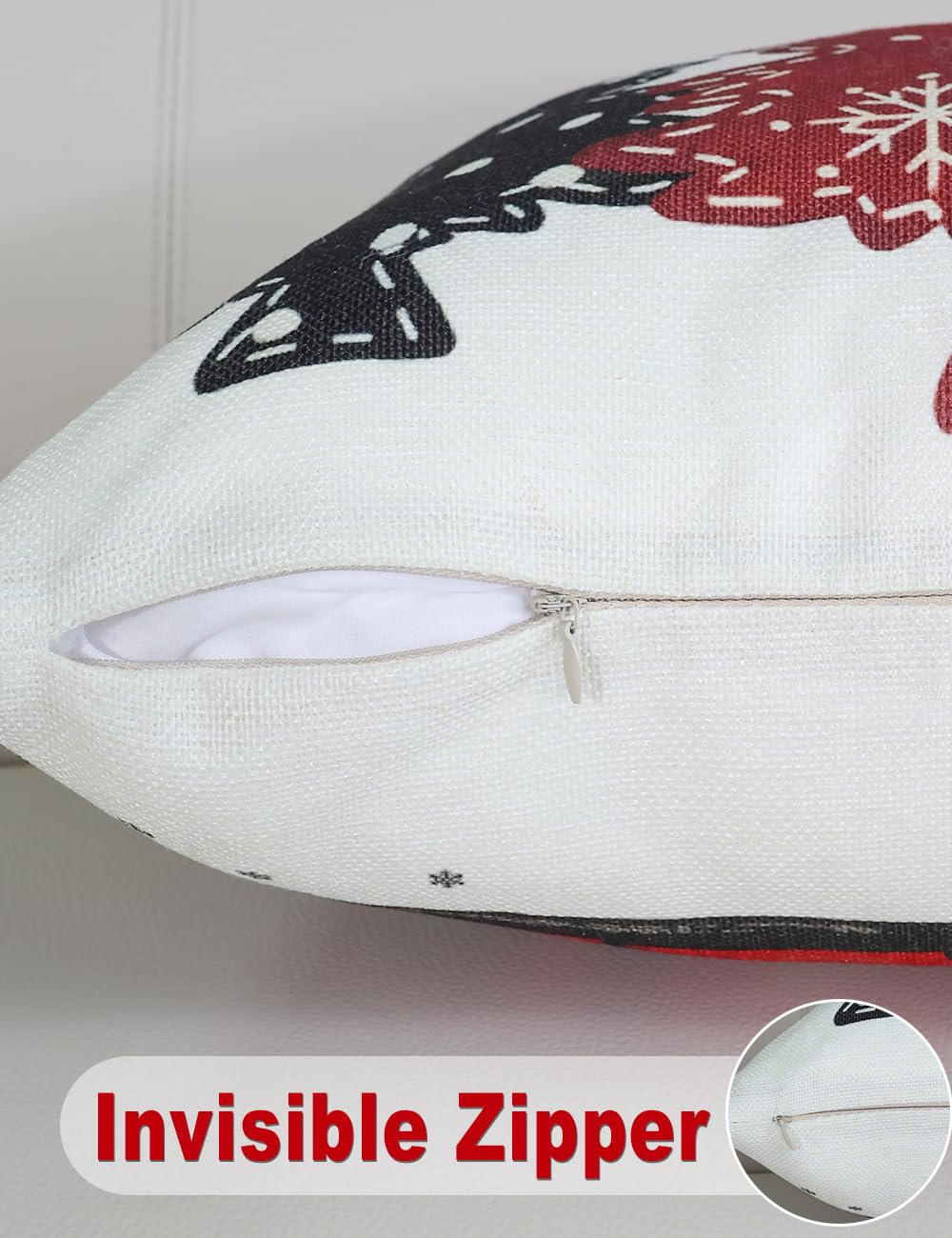 Double-Sided Print Christmas Pillow Covers 20''x20'', Set of 4, 8 Christmas Patterns Christmas Tree, Snowman, Snowflakes, Merry Christmas, Deer, Santa Claus,Truck, Let It Snow, Soft Linen Material