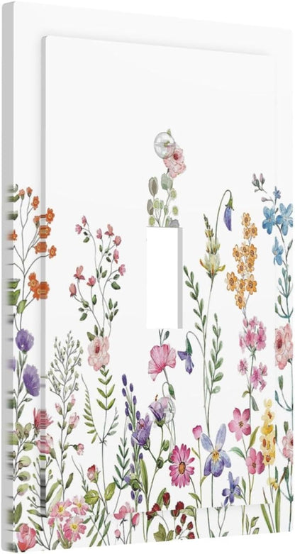 Rustic Wild Floral Vintage Watercolor Flower Single Toggle Light Switch Plates Cover Decorative 1 Gang Wall Plate Electrica Faceplate for Bathroom Bedroom Decorate Accessories