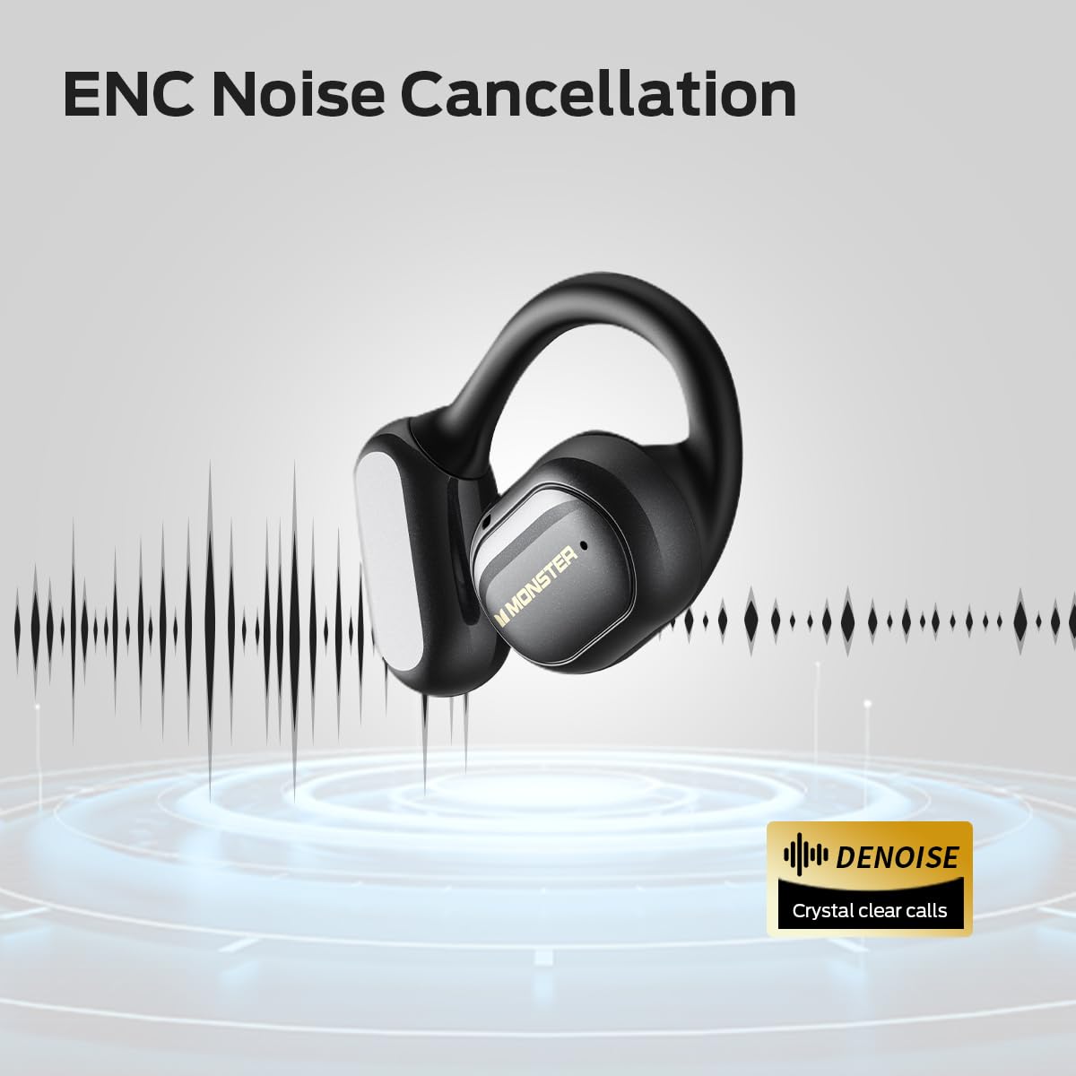 Monster Open Ear Headphones Touch Screen Earbud, Open Touch Pro 100 Wireless Earbuds Support TF Card, Bluetooth Earbuds with ENC Clear Talk, Multiple EQ Modes, Comfort Earhooks, IPX5, 30H Playback