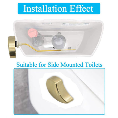 Lychee Light Toilet Cistern Side Flush Lever, Compatible with TOTO WC Flush Handle, Pure Copper Rod Body, Equipped with Hook-Style Chain for Toilet Flush Rod Replacement Part, 1 Piece (PVD Gold)