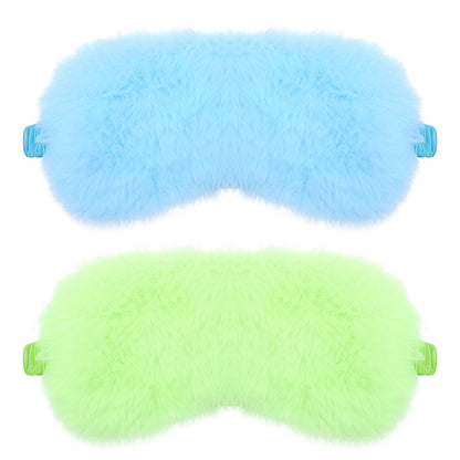 2 Pack Plush Sleeping Eye Mask Soft Plush Eye Mask Fuffy Eye Cover Comfortable Sleep Mask Blindfold Rainbow Faux Fur Eye Shade for Women, Men and Kids Travel Nap Sleeping 565488_2_3pL1H9vJ3