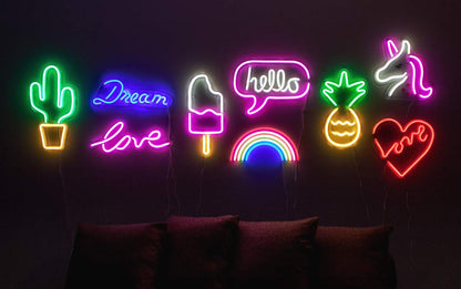 Isaac Jacobs 17" by 6" inch LED Neon Blue “Dream” Wall Sign For Cool Light, Wall Art, Bedroom Decorations, Home Accessories, Party, and Holiday Decor: Powered by USB Wire (DREAM)