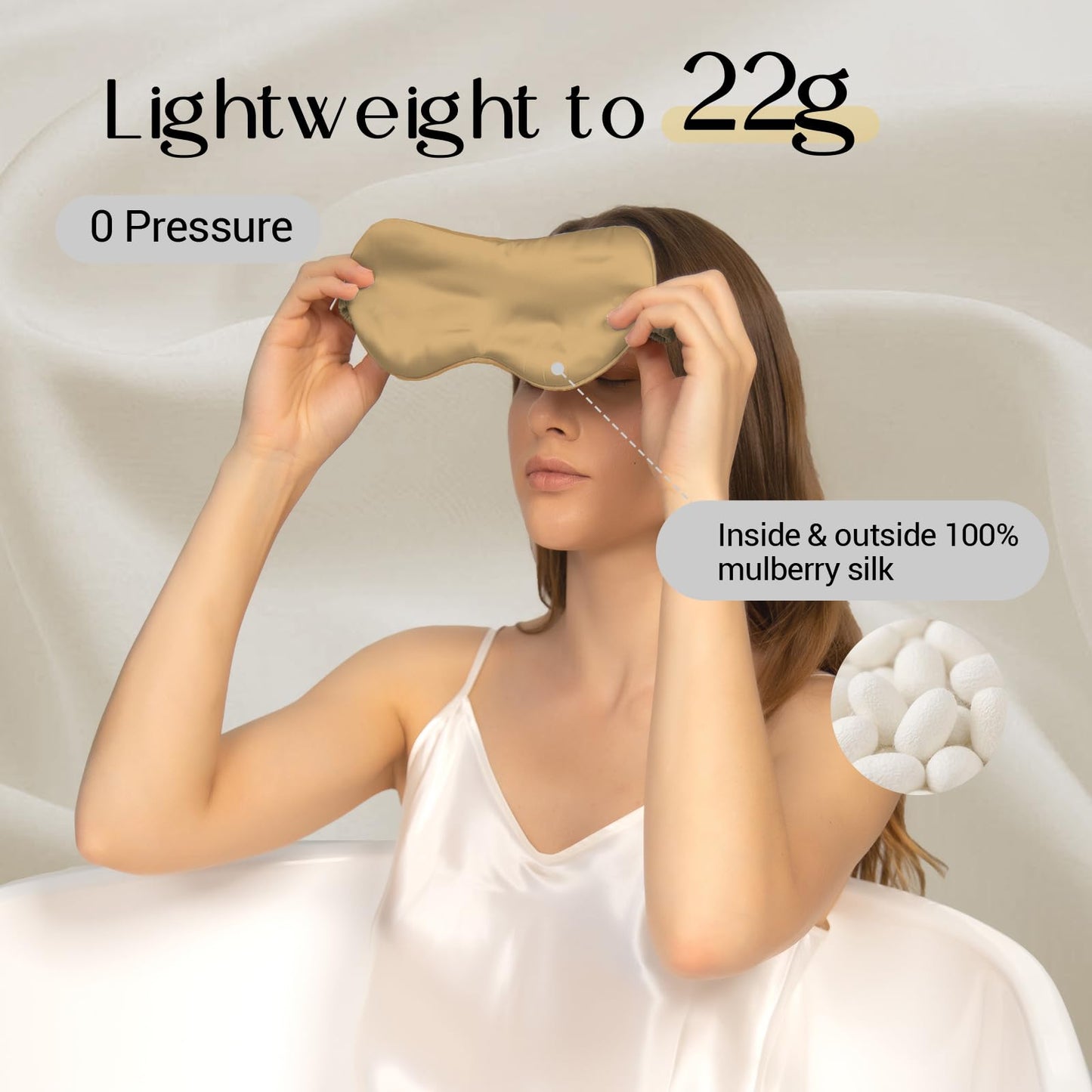 ZIMASILK Adjustable 100% 22 Momme Mulberry Silk Sleep Mask for Sleeping, Filled with Premium Mulberry Silk, Softest & Breathable Blackout Eye Sleeping Mask (Black)