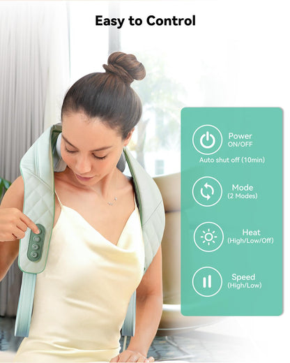 Snailax Neck Massager for Pain Relief Deep Tissue, Neck Massage with Heat, Cordless Massager for Back and Shoulder Pain, Deep Kneading Back Massager, Gift for Mom Dad