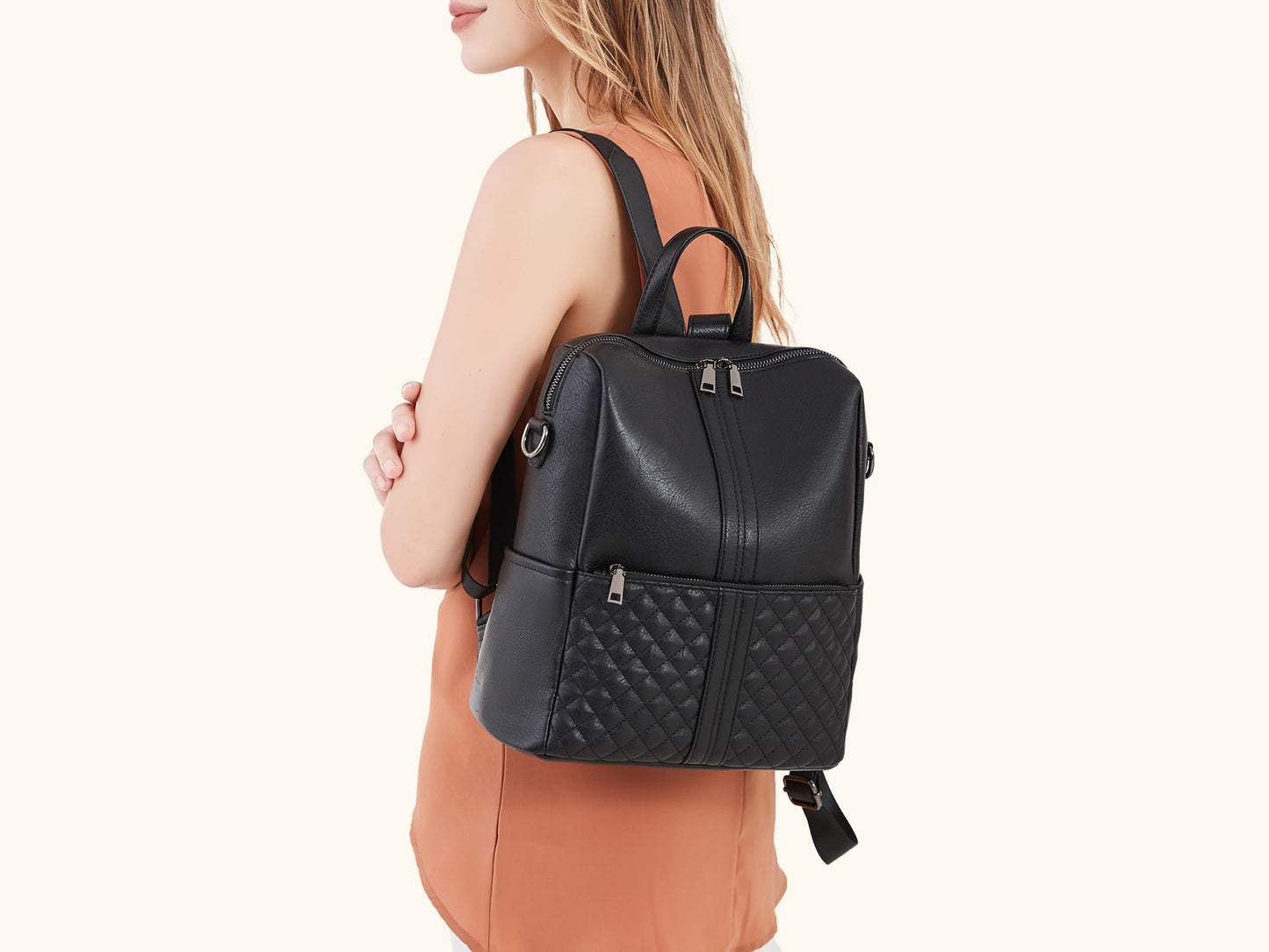 sqlp Daily Use Backpack Purse for Women Vegan Leather Travel Back Pack Fashion Multipurpose Design Shoulder Bags Handbag