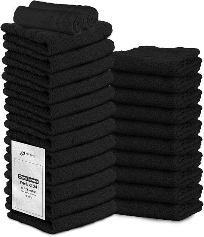 24 Pack Black Hand Towels 100% Cotton Spa Towels – 16x27 inches Highly