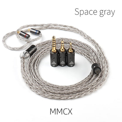 Linsoul QKZ Q1 MAX 16-Stand 352 Cores Silver-Plated HiFi Earphones Upgrade Cable with Interchangeable 2.5mm/3.5mm/4.4mm Plug Replacement Cable for Audiophile (Grey, MMCX)