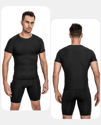 Niksa Men's Compression Shirts 1 Pack, Short Sleeve Athletic Compression Tops Cool Dry Workout T Shirt, Rash Guard Base Layer Undershirt