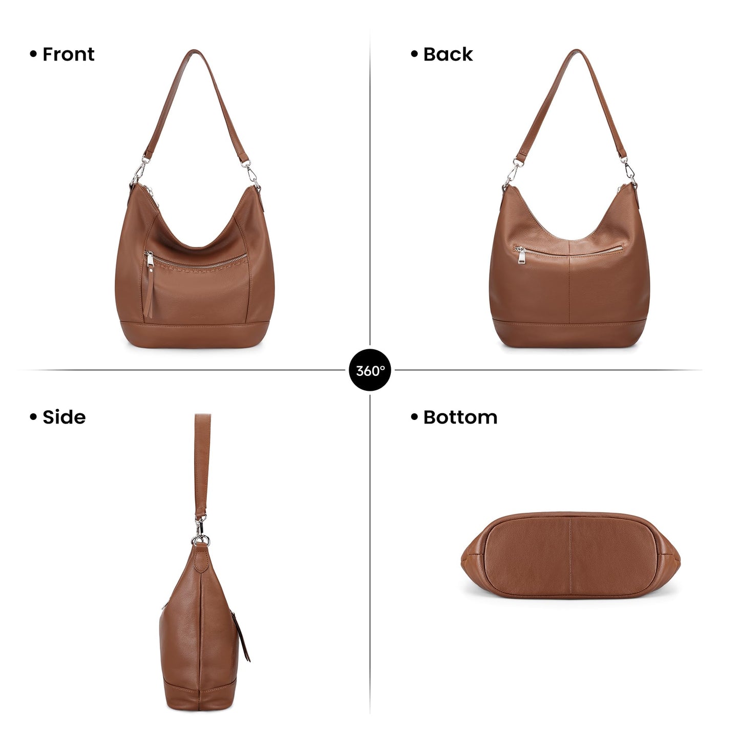 befen Brown Leather Purse for Women Trendy, Crossbody Hobo Purses for Women Soft Genuine Leather Handbags with 2 Removable Straps, Spring Purses 2026