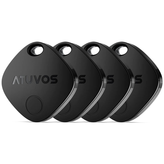 ATUVOS Air Tracker Tags-4 Pack, Bluetooth Luggage Tracker Works with Apple Find My APP (iOS Only, Not for Android), Keys Finder and Item Locator for Luggage, Backpack, Suitcases, Replaceable Battery