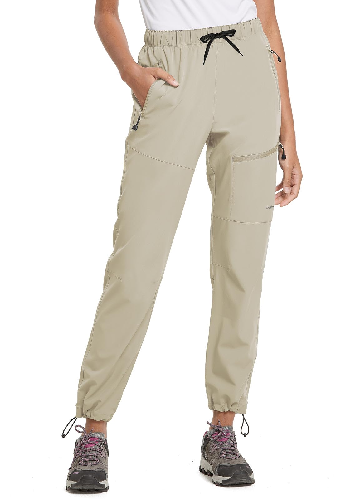 baleaf Women's Hiking Pants Quick Dry Water Resistant Lightweight Joggers Pant for All Seasons Elastic Waist Suntan Size L
