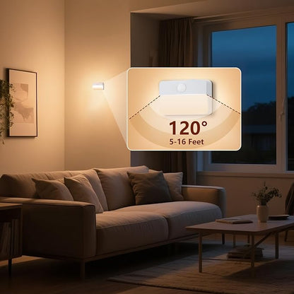 Motion Sensor Stair Light for Indoor, Battery Operated Closet Lights, Portable LED Wireless Stick on Night Lights for Hallway, Bedroom, Under Cabinet, Kitchen(6 Pack, White)