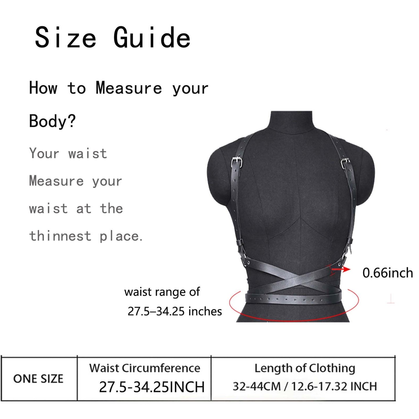 Gothic Leather Waist Harness Belt for Women - Adjustable Chest Vest Body Harness Chains Top for Party, Nightclub, Dating (black)