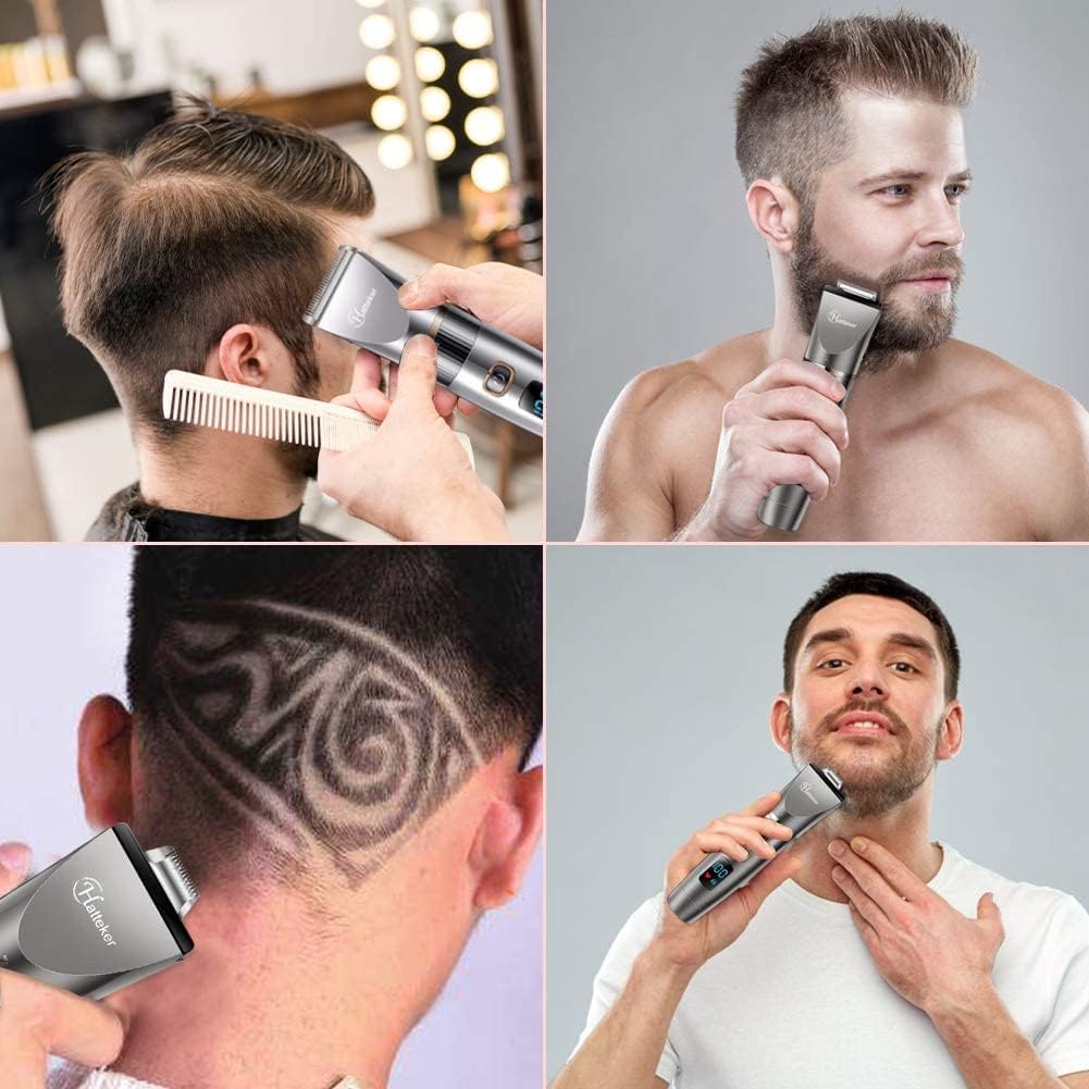 Hatteker Beard Trimmer for Men Professional Hair Clipper Hair Trimmer Shaver Haircut Detail Cutting Kit for Men Cordless Waterproof