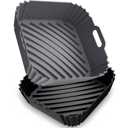 Air Fryer Silicone Liners 2 Pack, Reusable Square Air fryer Basket Liners, 4-7Qt Silicone Baking Tray for Instant Air fryer, Oven Microwave Pot Accessories, Food Grade Kitchen Gadgets