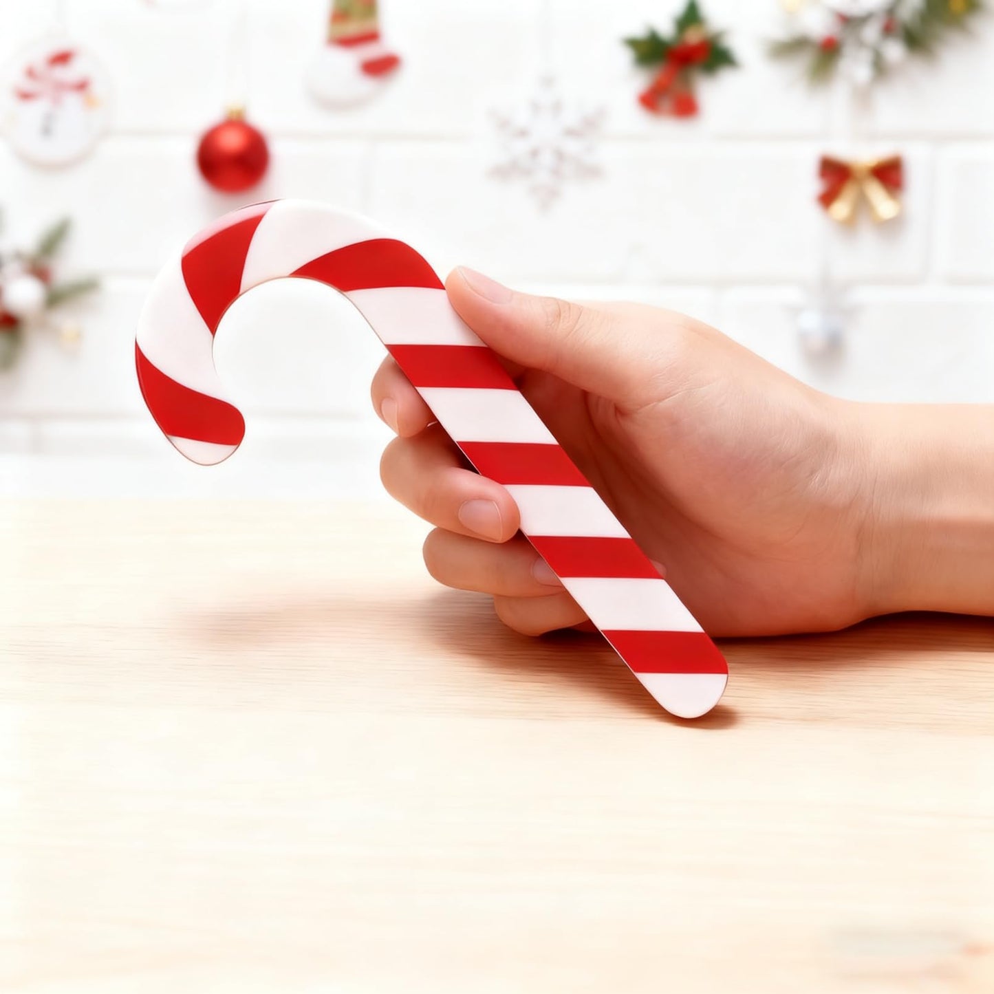 10ct Red and White Christmas Tree Ornaments Shatterproof - Candy Cane and Lollipop Decorations for Xmas Tree, Candyland Theme Party Supplies, Family Kids