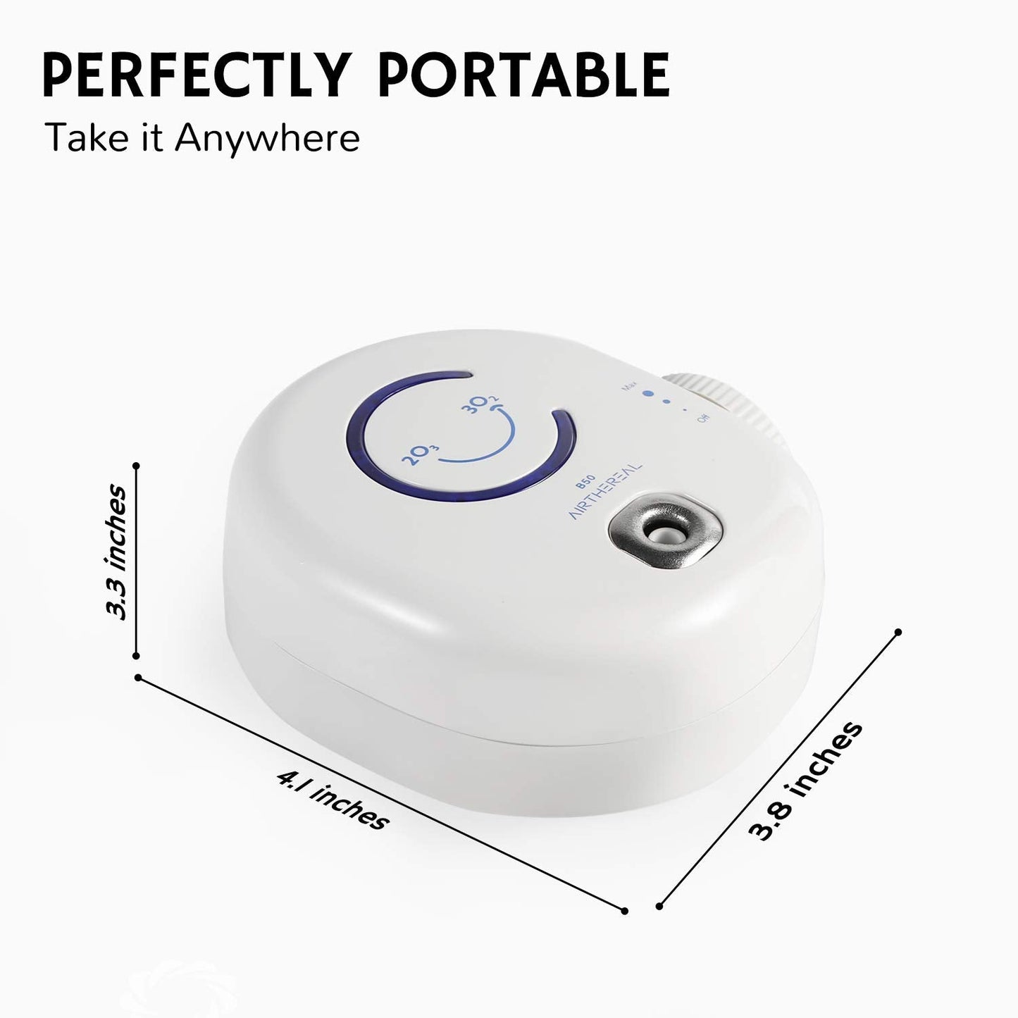 Airthereal B50 Mini Ozone Generator Air Purifier- Removes Odors and Sterilizes Air in Small Spaces Up To 320 Sq Ft - Plug in Mini Air Ionizer, Adjustable Ozone Output of 10-50 mg/h
