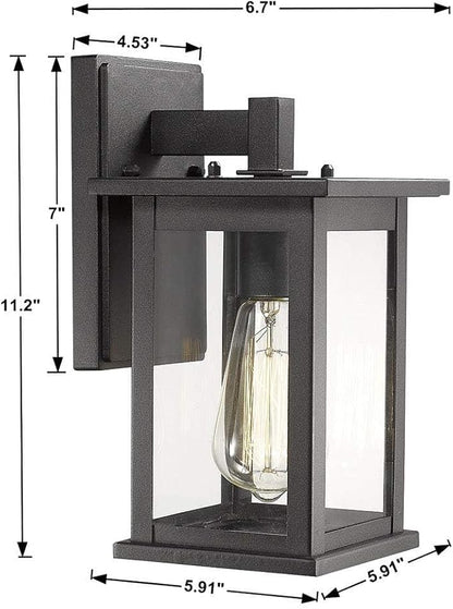 Bestshared Outdoor Wall Sconce, Exterior Lighting Fixture, Anti-Rust Outdoor Wall Mounted Light, Black Carriage Lantern Lamp, Outside Porch Light with Clear Glass for Home, Garage (Black, 1 Pack)