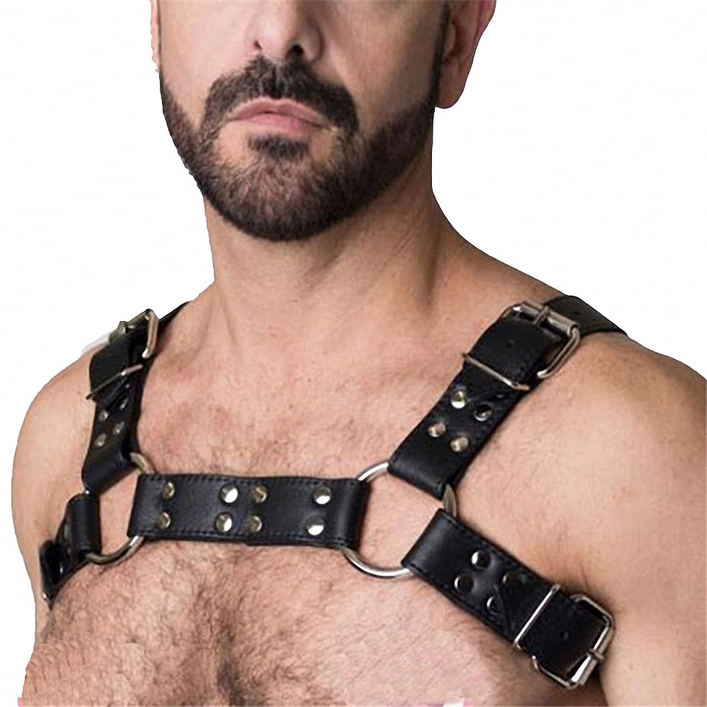 Goobester Leather Chest Harness Men Adjustable Body Bondage Harness Belts Style 4
