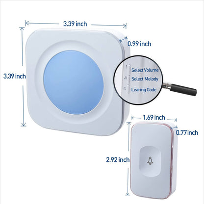Wireless Doorbell 1200 Feet Waterproof Doorbells for Home with 36 Melodies 4 Volume levels, Flash Led Light (1 Receiver&1 Touch Button White)
