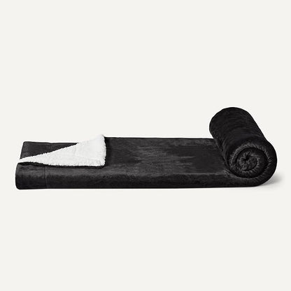Amazon Basics Reversible Sherpa Throw Blanket, Black, 50"x60"