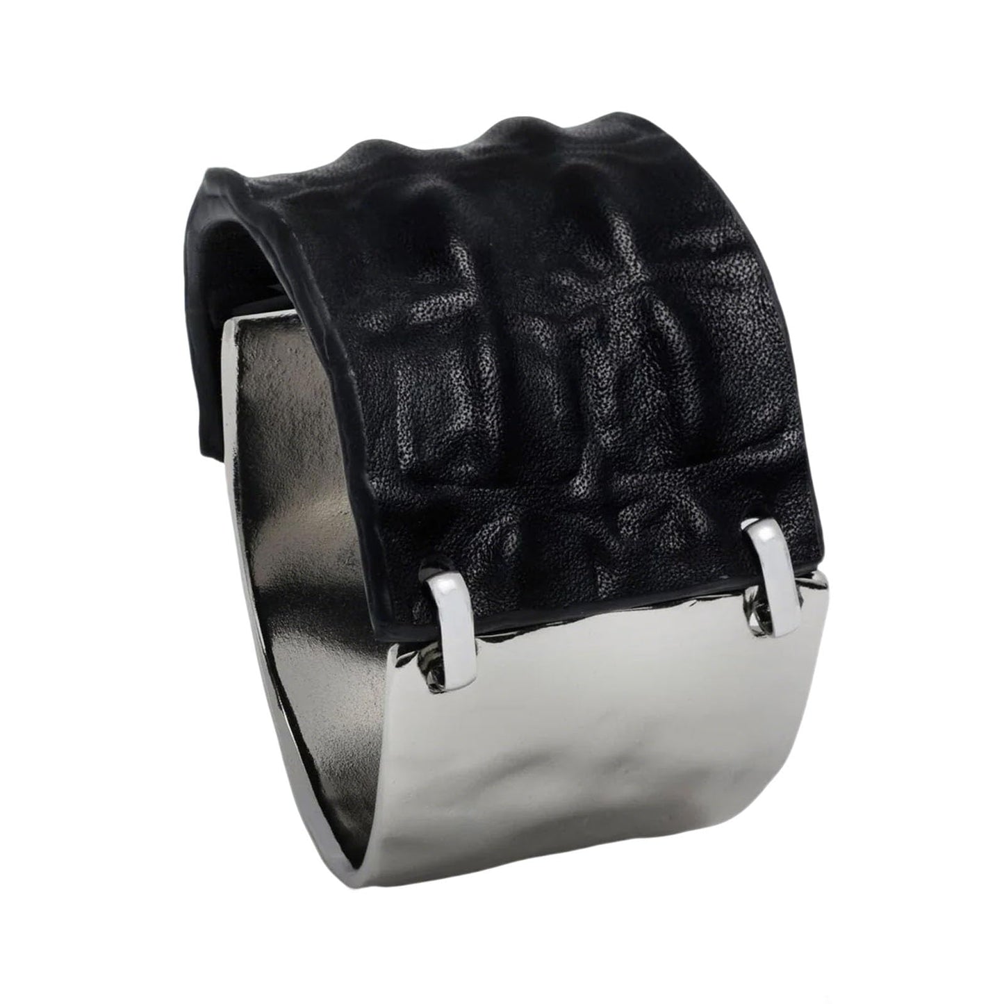 YKKZART Black Bracelet for Women Genuine Leather Cuff Bracelet Silver and Black Leather Wrap Bracelets Birthday Jewelry Gift