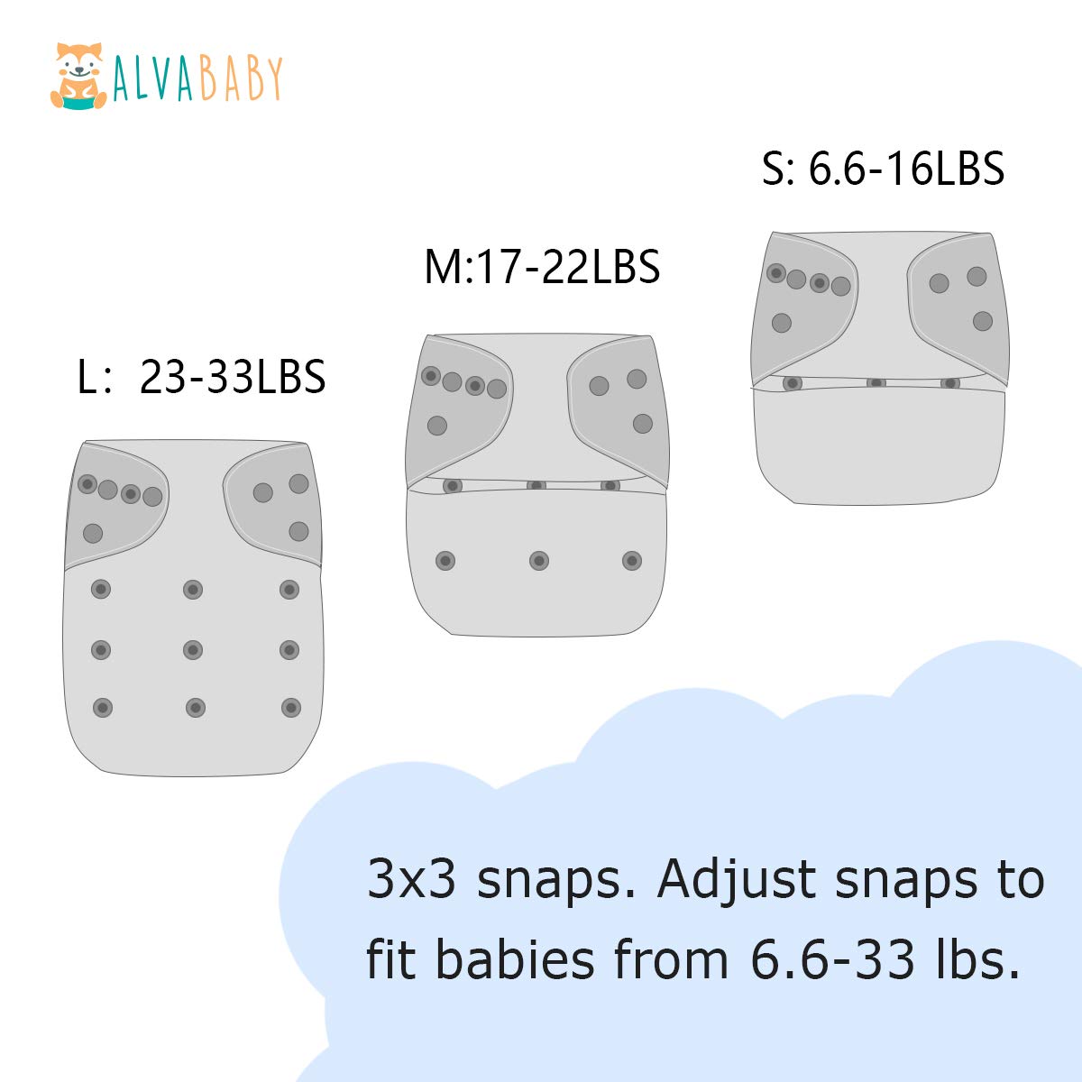 ALVABABY Baby Cloth Diaper 6 Pack with 12 Inserts One Size Cloth Diaper Covers Adjustable Washable Reusable for Baby Girls and Boys