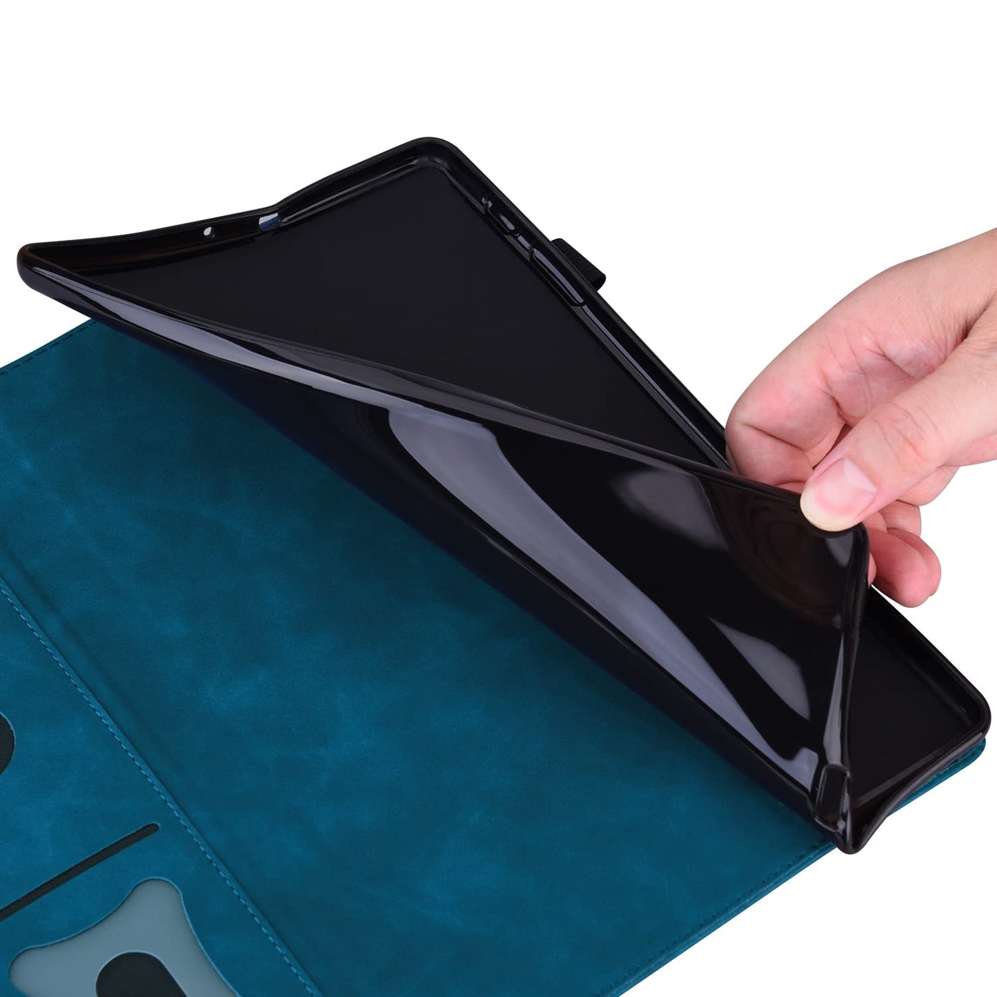 Varohix Case for Lenovo Tab M9 HD (9.0 inch) TB-310FU Tablet Premium PU Leather Protective Case Folio Flip Business Case Tablet Sleeve with Card Pocket Pen Holder, Peacock Blue
