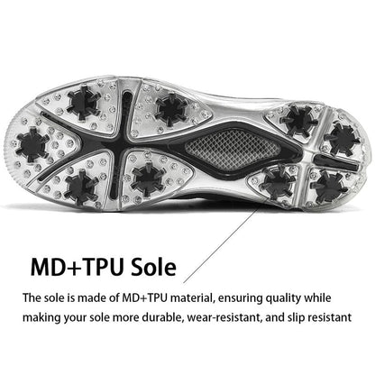 DARIBOM Mens Golf Shoes Traditions Fixed Nailless Sole Waterproof Spikeless Size 13(Brown)