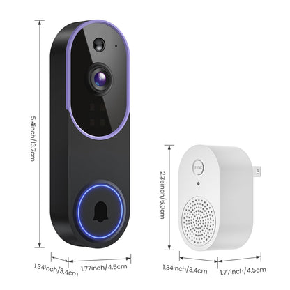 OrbiFira 1080P Video Doorbell Camera Wireless, Smart AI Human Detection, 2-Way Audio, Battery Powered, 2.4GHz WiFi, IR Night Vision, Indoor Outdoor, Motion Alert
