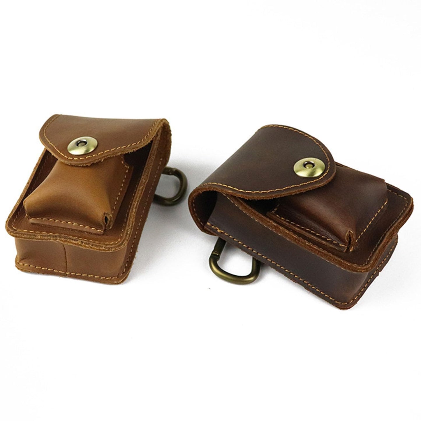 WJXFHTD Leather Cigarette Case, Metal Clasp Cigarette Case Leather Cigarette Case for Women Cigarette Case That Can Hold a Lighter (Coffee)
