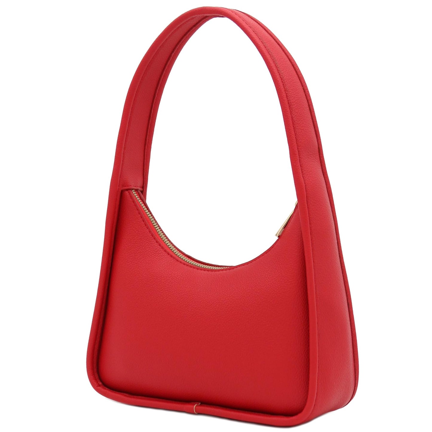 FashionPuzzle Small Minimalist Shoulder Bag for Women, Faux Leather Underarm Purse, Chic Top Handle Handbag for Everyday (Red)