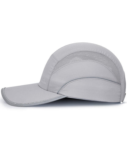 GXCROR Quick-Dry Running Hat for Men & Women - UPF 50+ Breathable Mesh, Reflective Sports Cap for Outdoor, Hiking Light Gray