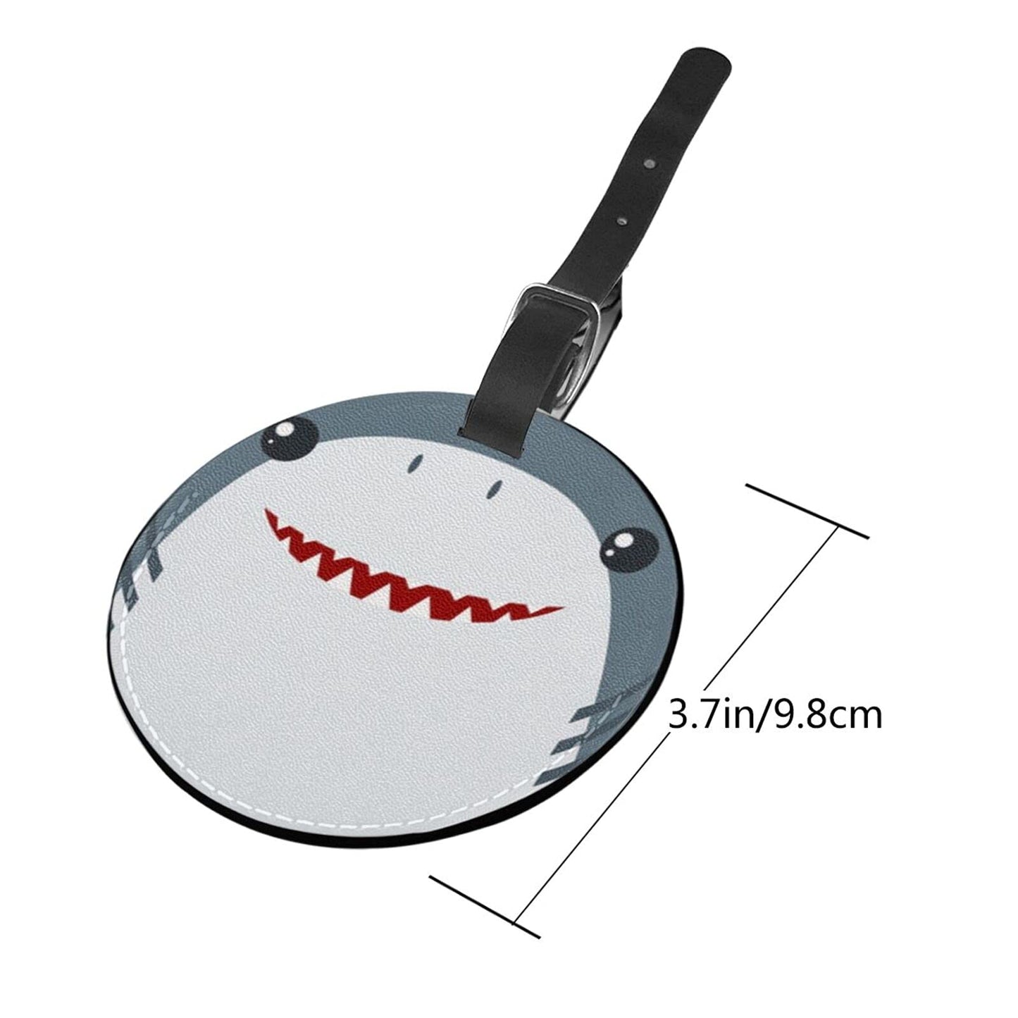 Luggage Tag Shark Face, Pu Leather Bag Travel Suitcases Id Identifier Baggage Label for Women Men Boys Girls