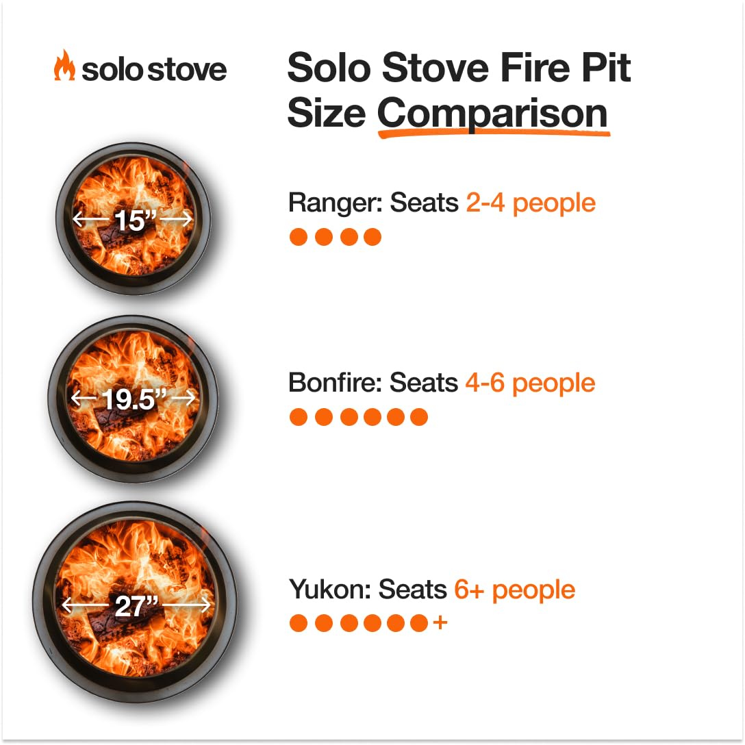 Solo Stove Bonfire with Stand | 19.5" Smokeless Fire Pit, Removable Ash Pan | Portable Stainless Steel Wood Burning Outdoor Fireplace, Ideal for 4–6 People, 21.75 lbs