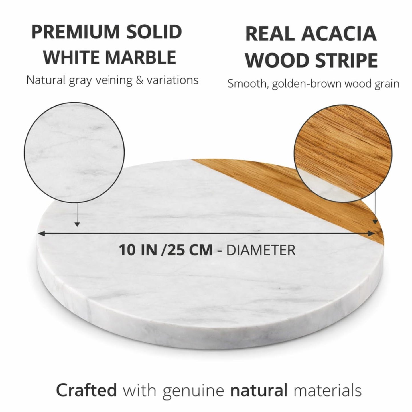 KC KULLICRAFT White Marble Board, 10 Inches