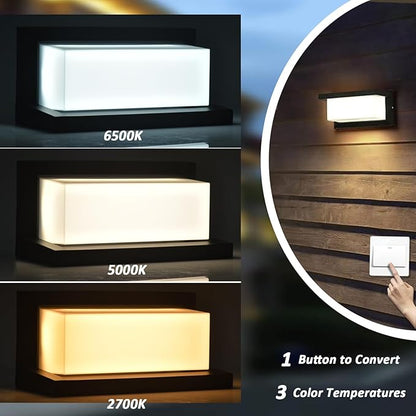 Modern Outdoor Wall Lights for House LED, 18W Porch Light Fixture 3000K 4000K 6500K 3 White Changeable,Waterproof IP65 Exterior Lighting for Garage,Front Door