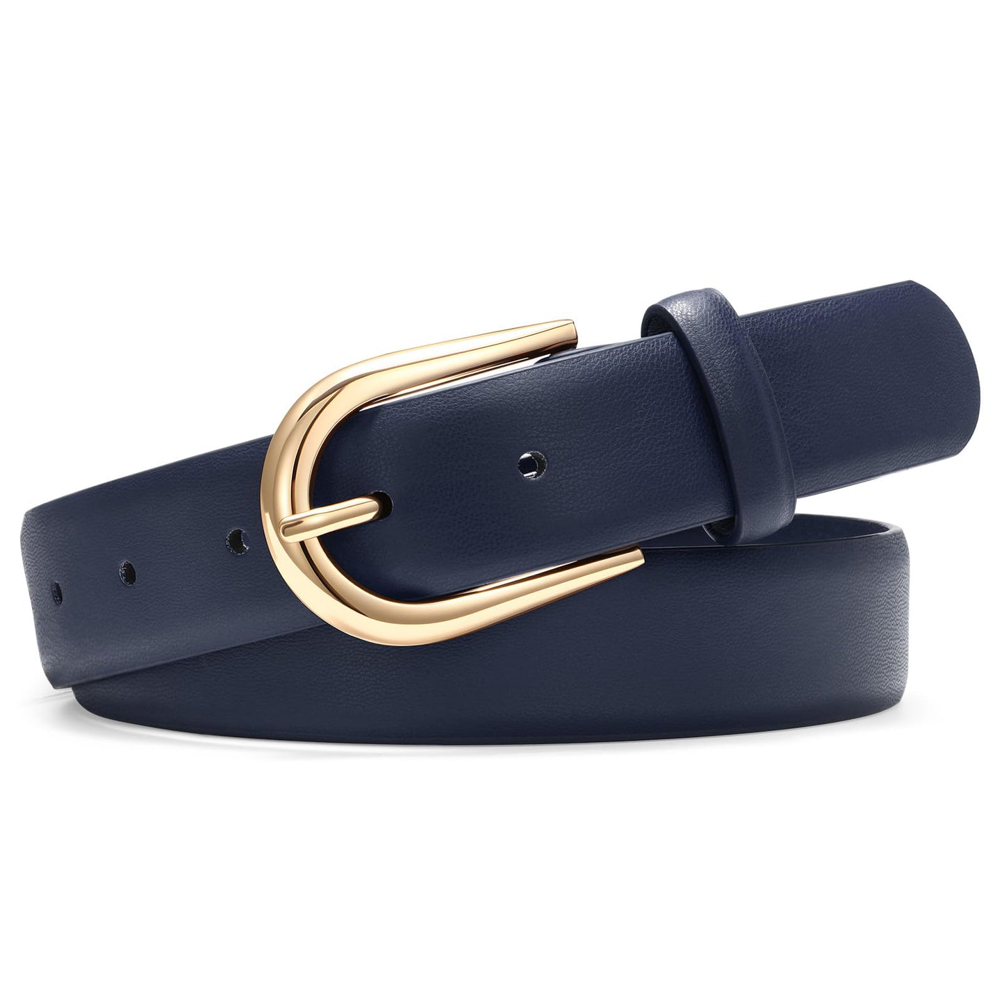 SANSTHS Women Belt for Jeans Pants Fashion Gold Buckle Ladies Dress Waist Belt,Navy,M