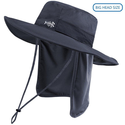 BASSDASH UPF 50+ Sun Fishing Hat Water Resistant with Detachable Neck Flap Big Size