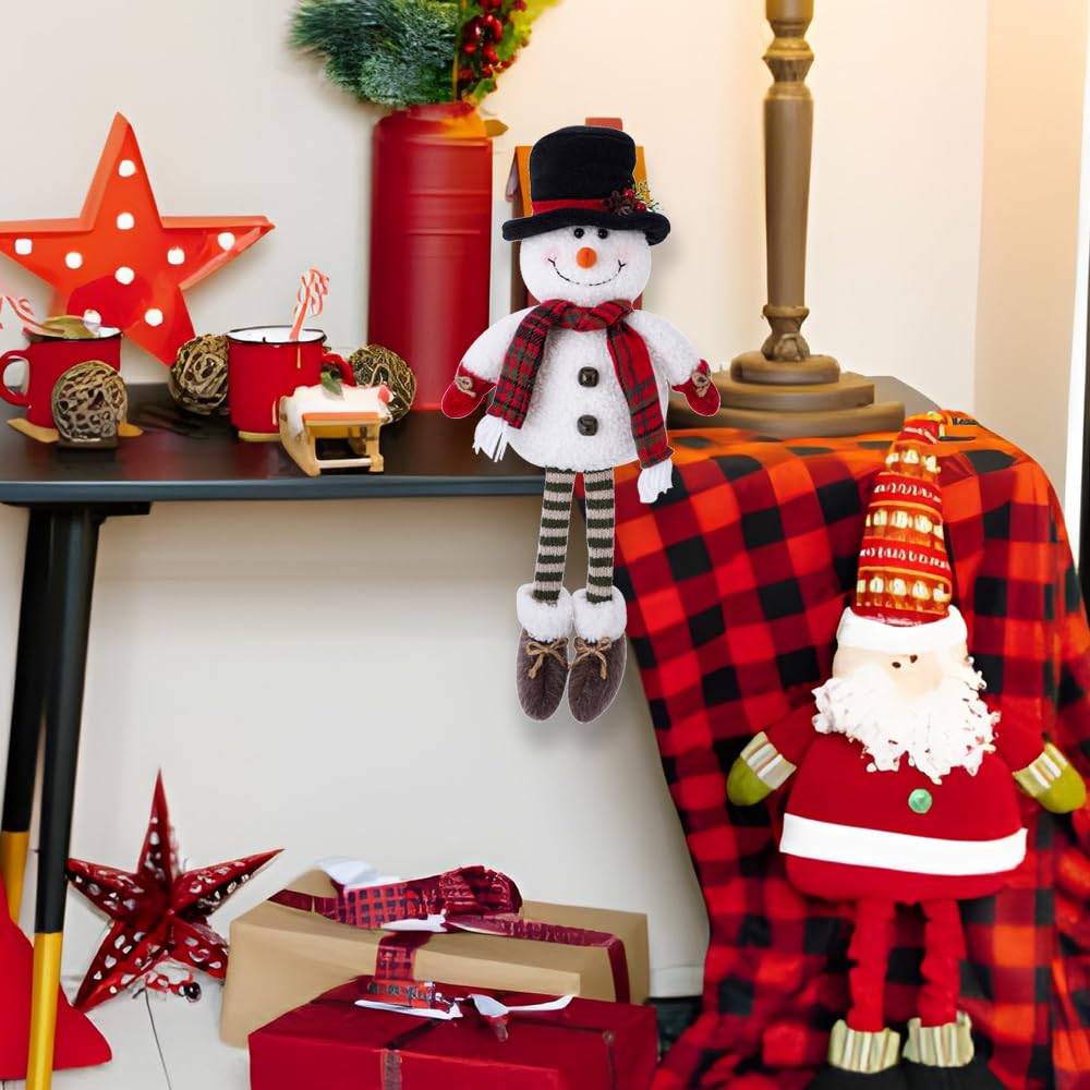 Heyaner Christmas Gnomes Decorations for Home Snowman Figurine Plush Handmade Christmas Table Sitting Decor Winter Ornaments for Holiday Party Gifts