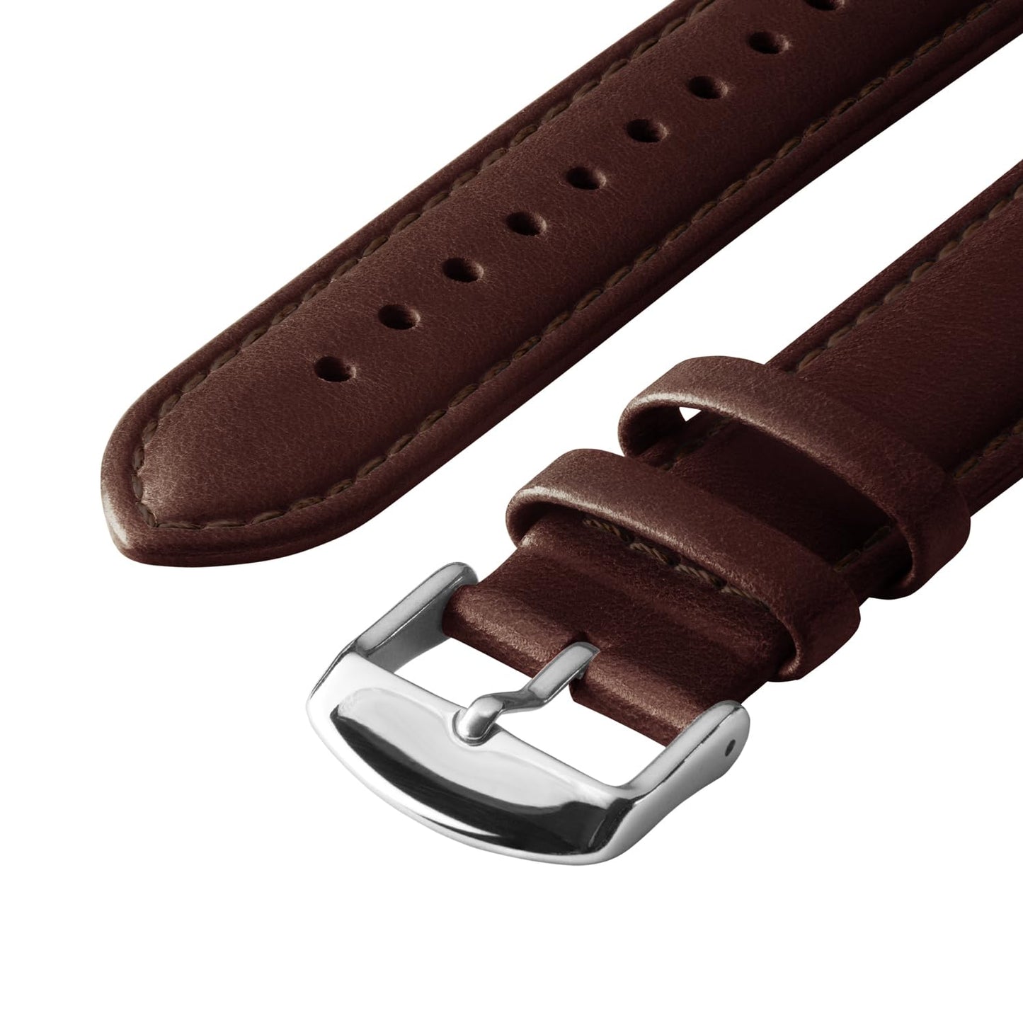 Archer Watch Straps - Top Grain Leather Quick Release Watch Bands (Dark Chestnut/Matched Thread, 22mm)