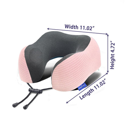 napfun Neck Pillow for Traveling, Upgraded Travel Neck Pillow for Airplane 100% Pure Memory Foam Travel Pillow for Flight Headrest Sleep, Portable Plane Accessories, Light Grey