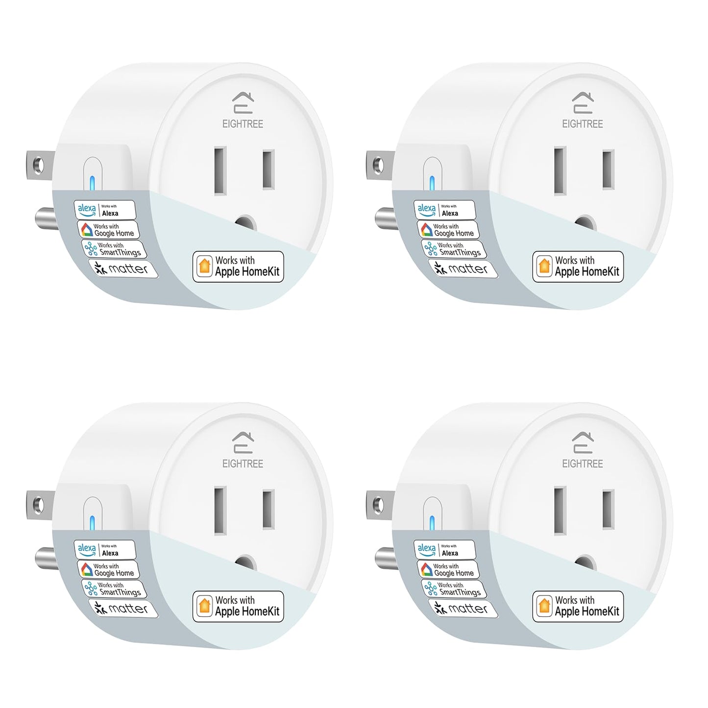 EIGHTREE Matter Smart Plug 𝗛𝗼𝗺𝗲𝗸𝗶𝘁 𝗦𝘂𝗽𝗽𝗼𝗿𝘁𝗲𝗱 𝗛𝘂𝗯 𝗥𝗲𝗾𝘂𝗶𝗿𝗲𝗱, Smart Plugs That Compatible with Alexa & Google Home, WiFi Plug w/Remote Control, Timer & Schedule 2.4GHz Wi-Fi