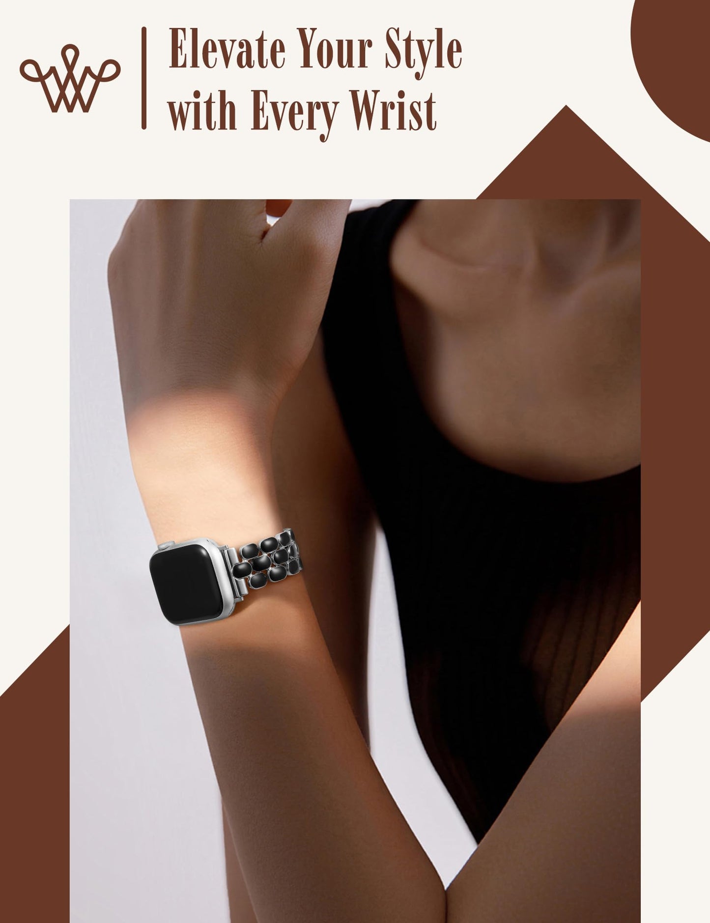 Wearlizer Metal Bracelet Compatible with Apple Watch Bands for Women 44/45/46/49/42mm, Gold Dressy Jewelry Enamel Silver Stainless Steel Strap for iWatch Band Ultra SE Series 11/10/9/8/7/6/5/4/3/2/1